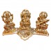 Golden Meenakari Chowki, Gold Plated Oxidised Laxmi, Ganesh, Saraswati Ji With Diya And Mahalaxmi Diwali Poojan Samagri Box Containing 21 Items.